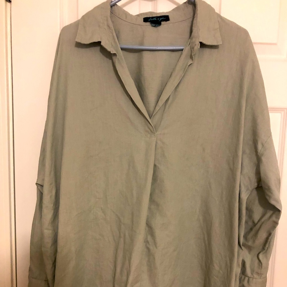 Sage green linen top